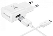Сетевое зарядное устройство с кабелем Samsung 1 USB 2A+кабель microUSB+быстрая зар.(EP-TA20EWE)