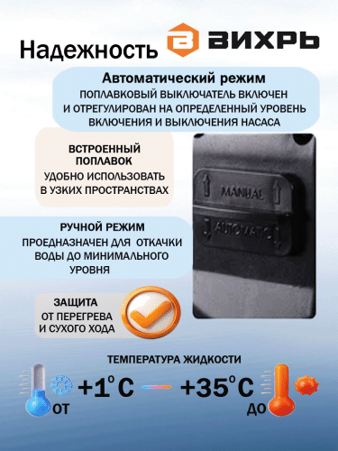 Дренажный насос Вихрь ДН-900 (68/2/3) фото 4 Дренажный насос Вихрь ДН-900 (68/2/3) фото 4