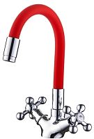 9871N Accoona Смеситель умывальник 1/2 кер. силик. излив КРАСНЫЙ (1/10)
