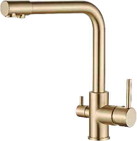 5179AW-4 Accoona Смеситель д/кухни высокий с фильтром. Золотой/Cатин (1/10)