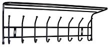 Вешалка настенная НИКА ВП8, металл, черный, 8 рожков,  полка 80,5 х26,5см х24см