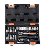 Набор инструментов, 1/4" , CrV, пластиковый кейс 29 предм Вихрь (73/6/7/1)