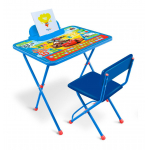 Комплект детской мебели НИКА Disney1 Д1П/Т Тачки, стол 58 см, пенал, стул мягкий, каркас синий