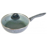 Сковорода - традиционная 26 см SCOVO Stone Pan ST-022 алюминий, антипригарное, серый, крышка стекло